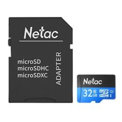 NETAC - Netac P500 32GB MicroSDHC Card with SD Adapter, UHS-I Class 10, U1, 90MB/s