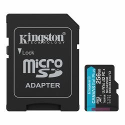 KINGSTON - Kingston 256GB Canvas Go! Plus Gen4 MicroSDXC Card with SD Adapter, UHS-I Class 10, U3, A2 App Performance, 200MB/s
