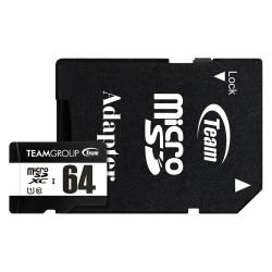 TEAM - Team 64GB MicroSDXC UHS-I U1 C10 Card with SD Adapter, Class 10 UHS-I, Up to 100MB/s