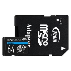 TEAM - Team 64GB Elite A1 MicroSDXC Card with SD Adapter, UHS-I Class 3, U3, A1 App Performance, 100MB/s