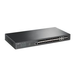 TP-LINK - TP-LINK (SG3428XF) JetStream 24-Port SFP L2+ Managed Switch w/ 4 10GE SFP+ Slots, Dual Redundant PSUs, Rackmountable