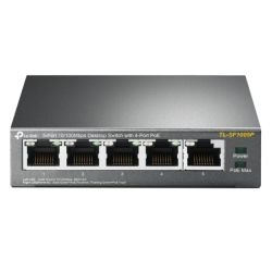 TP-LINK - TP-LINK (TL-SF1005P) 5-Port 10/100 Unmanaged Desktop Switch, 4 Port PoE, Steel Case