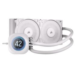 CORSAIR - Corsair NAUTILUS 240 RS LCD Liquid CPU Cooler, Personalised LCD Screen, RS120 Magnetic Dome Fans, Daisy-Chain Connections, White