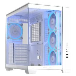ASUS - Asus A32 Plus ARGB Dual-Chamber Gaming Case w/ Glass Side & Front, ATX, 4x ARGB Fans, USB-C 10Gbps, White