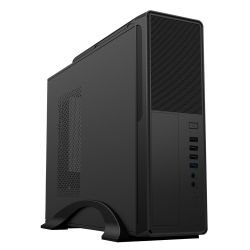 CIT - CiT S014C Micro ATX Slim Desktop Case, 300W PSU, Mesh Front, 80mm Fan, USB-C, Black