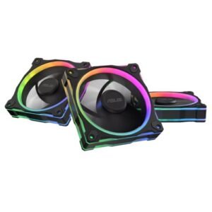 ASUS - Asus Prime MR120 ARGB 120mm PWM Case Fans (3 Pack), Sleeve Bearing, 28mm Frame, Dual-Sided Lighting, 1600 RPM, Black