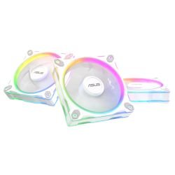 ASUS - Asus Prime MR120 ARGB Reverse Blade 120mm PWM Case Fans (3 Pack), Sleeve Bearing, 28mm Frame, Dual-Sided Lighting, 1600 RPM, White