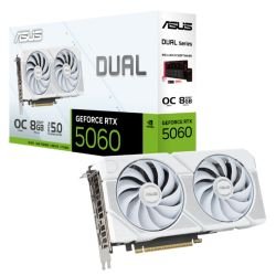 ASUS - Asus DUAL RTX5060 White OC, PCIe5, 8GB DDR7, HDMI, 3 DP, 2565MHz Clock, Overclocked, Compact SFF-Ready
