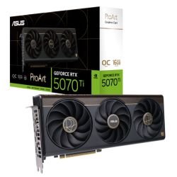 ASUS – Asus PROART RTX5070 Ti OC, PCIe5, 16GB DDR7, HDMI, 2 DP, USB-C, 2610MHz Clock, RGB Lighting, Overclocked, Compact SFF-Ready ASUS - Asus PROART RTX5070 Ti OC, PCIe5, 16GB DDR7, HDMI, 2 DP, USB-C, 2610MHz Clock, RGB Lighting, Overclocked, Compact SFF-Ready