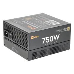 VIDA - Vida 750W Heracles Black ATX 3.1 Gaming PSU, 80+ Gold, Fully Modular, 140mm Ultra-Quiet Semi-Fanless FDM Fan, Flat Black Cables, PCIe 5.1, Power Lead Not Included