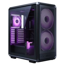 COOLER MASTER - Cooler Master MasterFrame 500 Mesh ARGB Modular Open-Frame ATX Case w/ Glass Side, 3x ARGB Fans, FreeForm 2.0 Exo-Structure, USB-C 20Gbps, Black