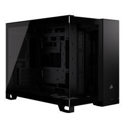 CORSAIR - Corsair 2500X Dual Chamber Gaming Case w/ Glass Side & Front, Micro ATX, Mesh Panels, USB-C, Asus BTF Compatible, Black