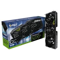 PALIT - Palit RTX5070 Ti GamingPro-S OC, PCIe5, 16GB DDR7, HDMI, 3 DP, 2482MHz Clock, RGB Lighting, Overclocked