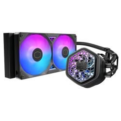COOLER MASTER - Cooler Master MasterLiquid 240 Atmos II VRM Fan ARGB Liquid CPU Cooler, 240mm, Dual Chamber Design, Low Profile Pump, Black