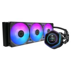 COOLER MASTER - Cooler Master MasterLiquid 360 Atmos II LCD ARGB Liquid CPU Cooler, 360mm, Dual Chamber Design, Customisable LCD, Low Profile Pump, Black