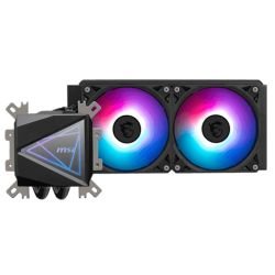 MSI - MSI MAG CORELIQUID I240 240mm Liquid CPU Cooler, 2x ARGB PWM Fans, Dual-sided Infinite Mirror Cooling Block, Black